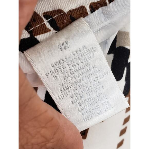 Worthington Pencil Skirt Womens Size 12 White Geo Print Cotton Stretch Back Zip - Picture 8 of 11